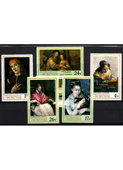 BURUNDI francobolli serie completa nuova Yvert e Tellier 267/9 Velazquez Renoir Botticelli
